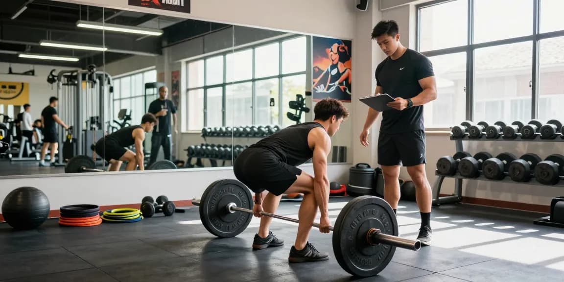 Anabolika kaufen und Fitness steigern im modernen Gym mit Athleten beim Deadlift.