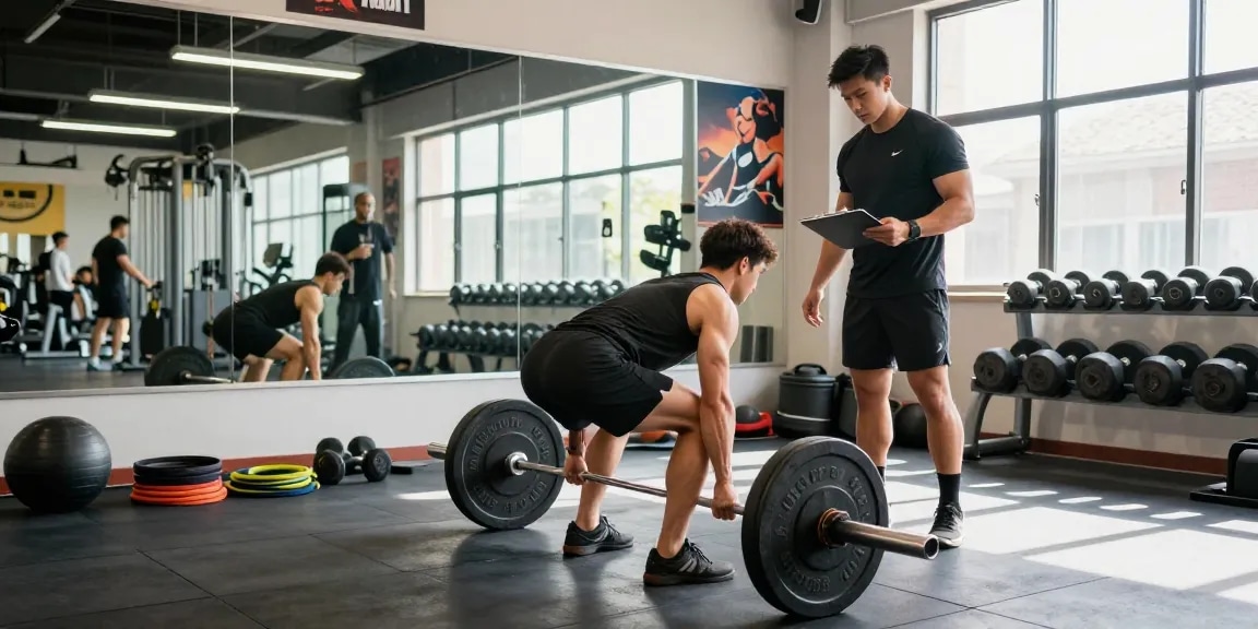 Anabolika kaufen und Fitness steigern im modernen Gym mit Athleten beim Deadlift.