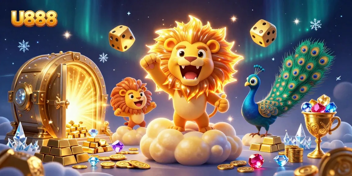 Experience the thrilling excitement of U888 with vibrant casino elements and stunning visuals.