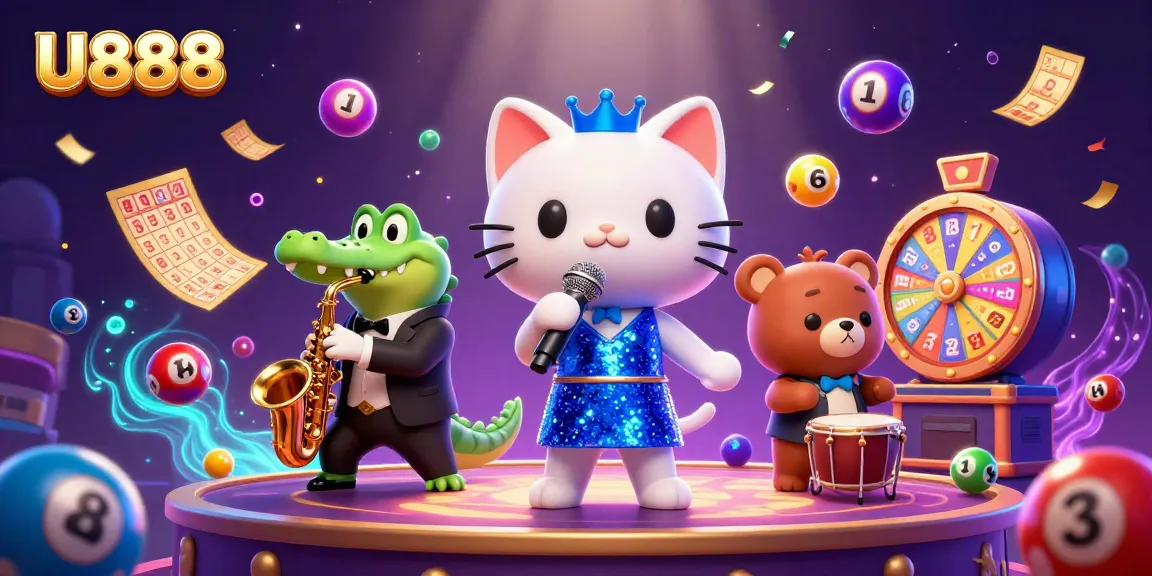 Experience thrilling jackpots at U888 with dynamic characters and vibrant casino elements.