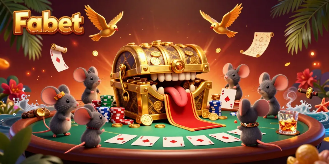 Fabet invites players to experience thrilling gaming with vibrant poker elements and whimsical treasure imagery.