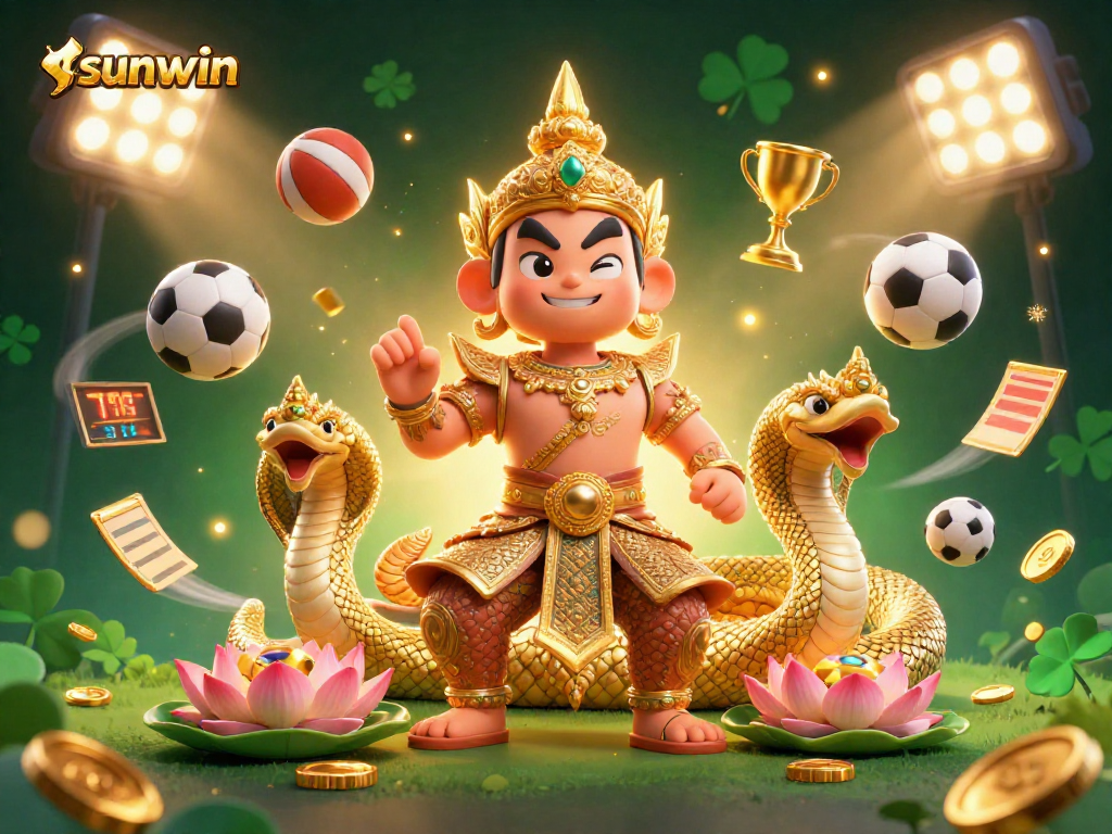 Place your bets and win with sunwin in this vibrant casino-themed 3D illustration.