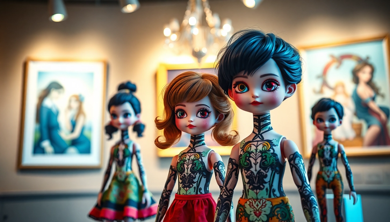 Besondere Gutdolls in einer Kunstgalerie, die ihre einzigartigen Merkmale zeigen.