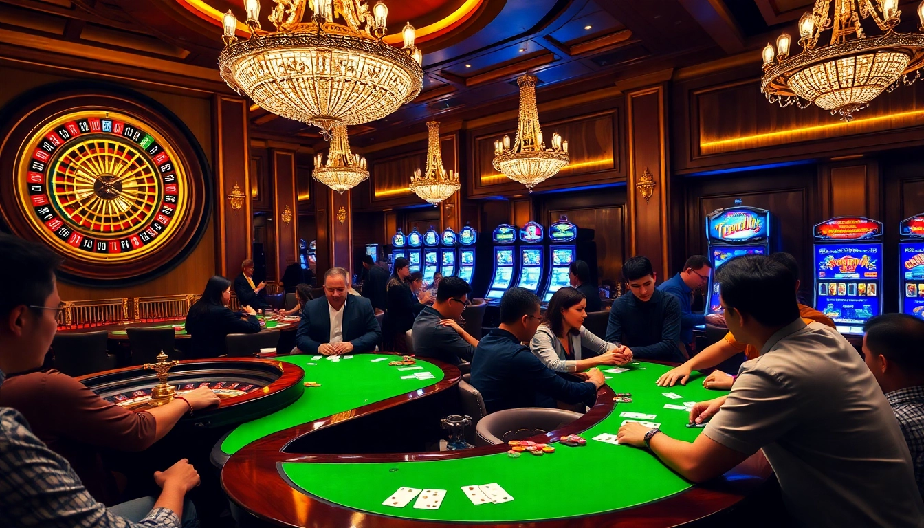 S8net com gamblers engaging in high-stakes poker at a luxurious casino.
