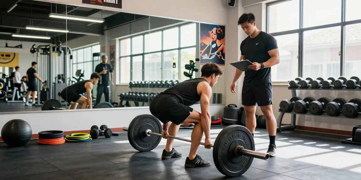 Anabolika kaufen und Fitness steigern im modernen Gym mit Athleten beim Deadlift.