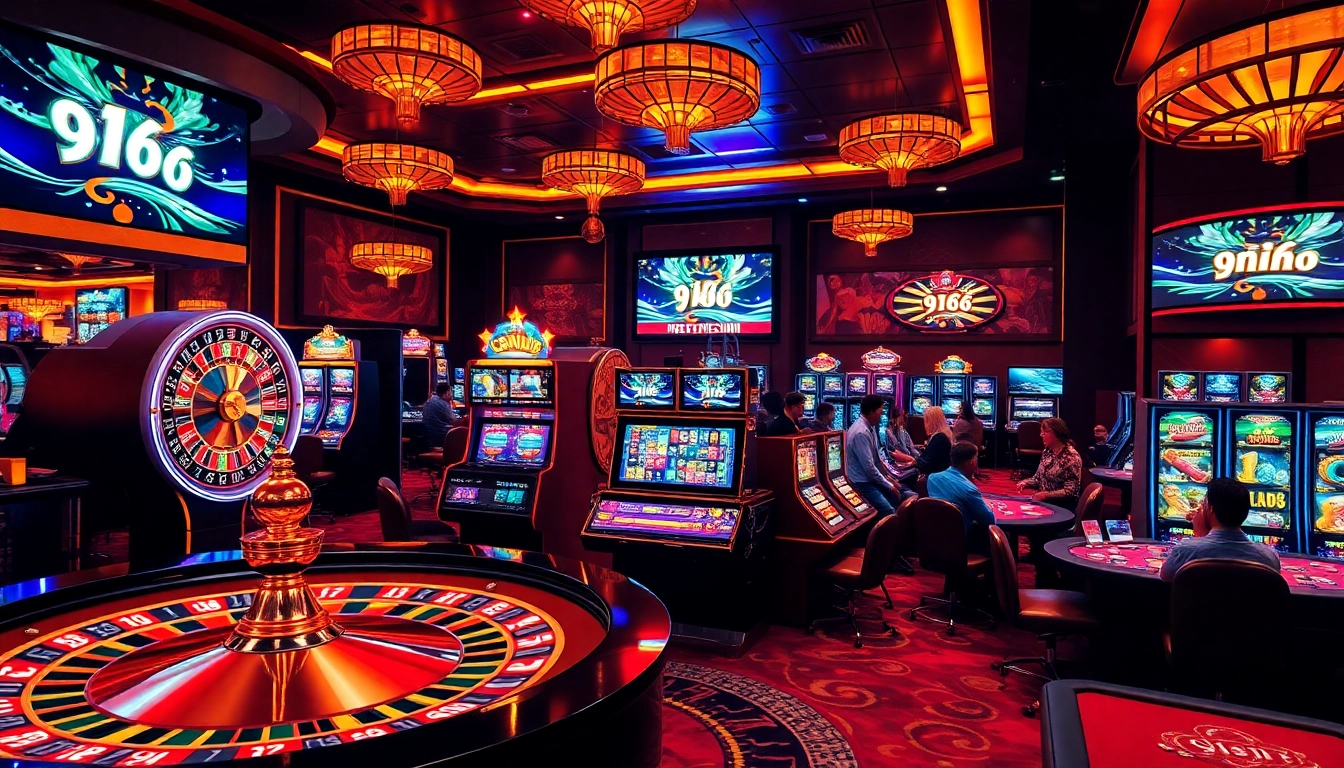 C168 slot machine surrounded by vibrant casino tables and eager players, capturing the thrill of online gambling.