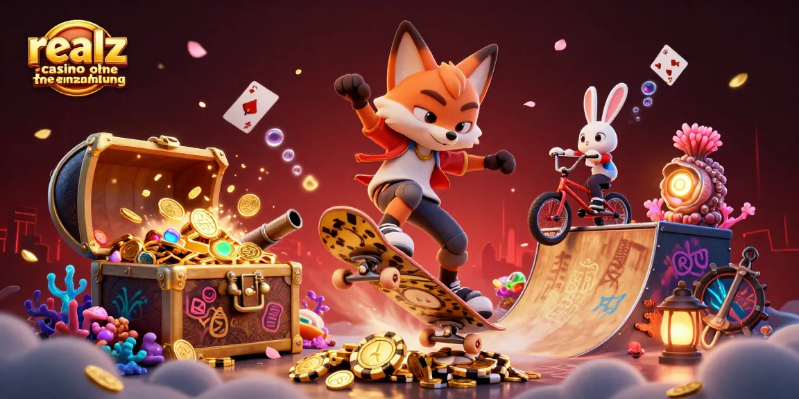 Erlebe die aufregenden Angebote im realz casino ohne Einzahlung mit einem fähigen BMX-Hase und einem skateboardenden Fuchs.