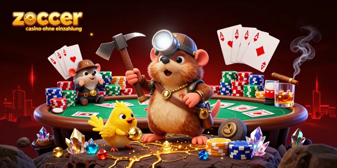 Erleben Sie das zoccer casino ohne Einzahlung mit einem abenteuerlichen Maulwurf und bunten Spieltischen.